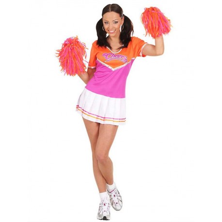Costume De Pom-pom Girl Pour Femme - Robe Sans Manches + Pompons + Chaussettes - Déguisement Fête, Carnaval