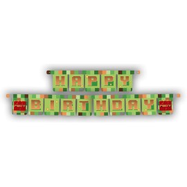 Guirlande Minecraft Happy Birthday 1,6 m x 13 cm