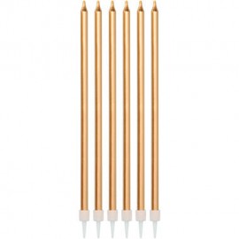 16 Bougies Droites Dorées 15 cm