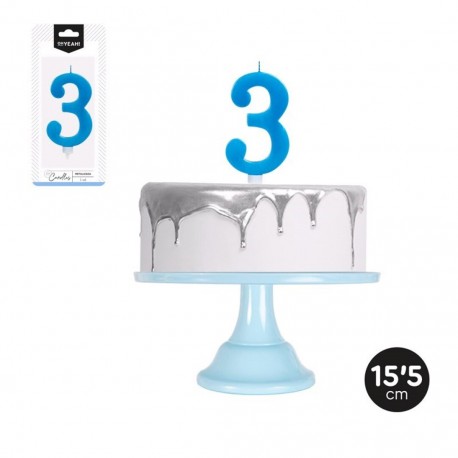 Bougie Numéro 3 Grande Métallisée 15,5 cm