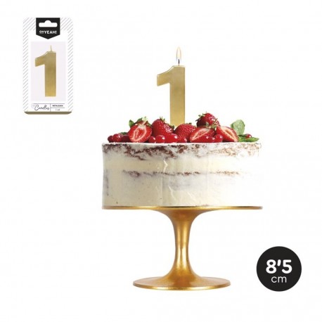 Bougie Anniversaire N 1 Métallisée 8,5 cm