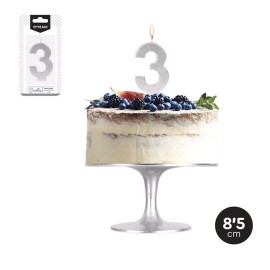 Bougie Anniversaire N 3 Métallisée 8,5 cm