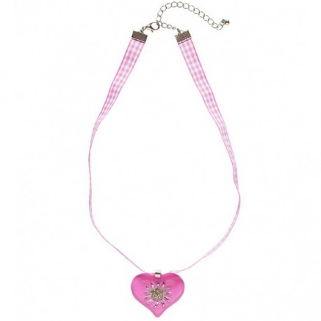 Collier Coeur et Edelweiss Strass