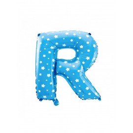 Ballon Bleu Lettre R en Aluminium avec Etoiles 40 cm