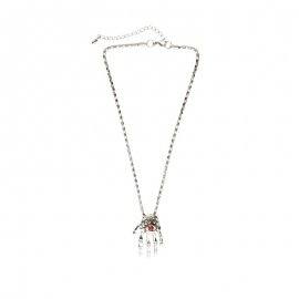 Collier Pendentif Main de Squelette Argentée