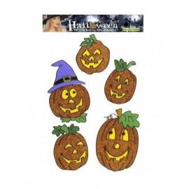 Set de 5 Pegatinas Calabaza Purpurina