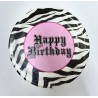 8 assiettes Happy Birthday Zebra rose 18 cm