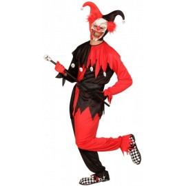 Disfraz Evil Jester Negro y Rojo para Adulto