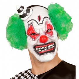 Demi-Masque avec Cheveux et Mini Chapeau de Clown