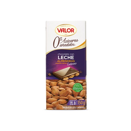 5 tablettes de chocolat lait amande sans sucre Valor