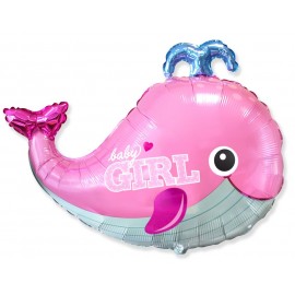 Ballon de baby shower baleine rose 86 x 66 cm