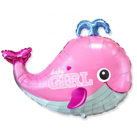 Ballon de baby shower baleine rose 86 x 66 cm