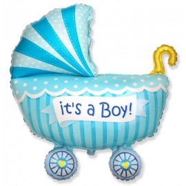 Baby Shower Ballon Garçon Chariot 89 x 74 cm