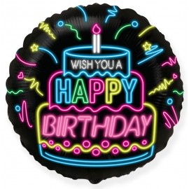 Ballon néon Happy Birthday 45 cm