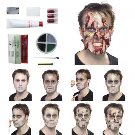 Kit avec sang pour zombie en latex