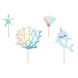 4 Topper Unicornio Ballena 15 cm