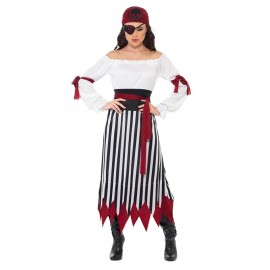 Disfraz de señora pirata blanco y negro