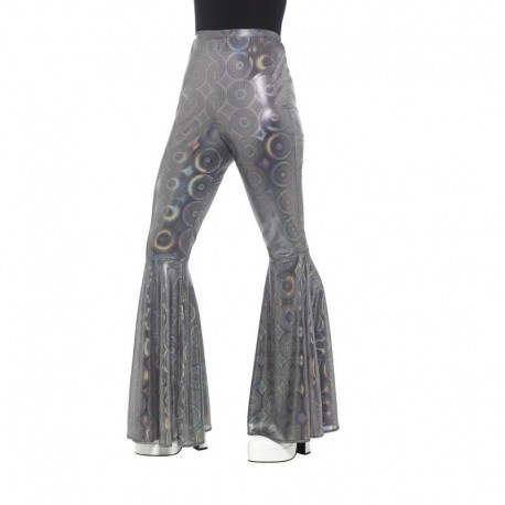 Pantalones 70s Disco de destello Señoras Plata