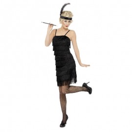 Disfraz de Flapper Fringe Deluxe Negro