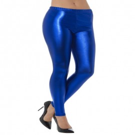 Leggings disco bleu métallisé des années 80