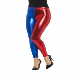 Jester Cosplay Leggings Bleu et Rouge Métallique