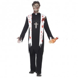 Disfraz de sacerdote zombie negro