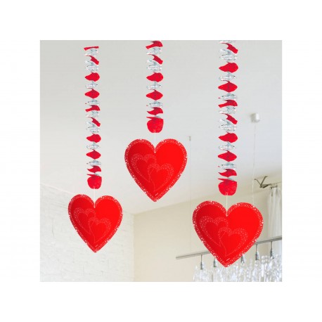 3 Pendentifs Coeur 75 cm