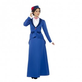 Disfraz de niñera victoriana azul