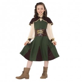 Disfraz de niña de Robin Hood Green & Brown