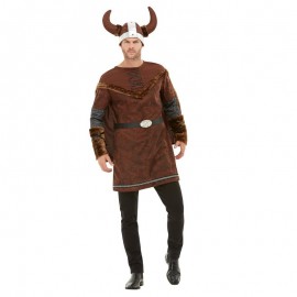 Disfraz de bárbaco de lujo vikingo marrón