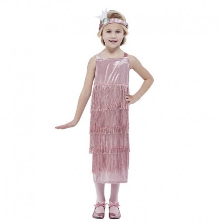 Disfraz de flapper rosa 20s