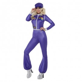 Disfraz de baile de los años 70 púrpura