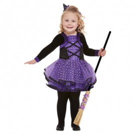 Disfraz de bruja bonita de niños pequeños púrpura