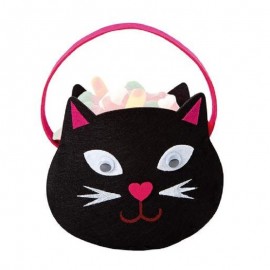 Sac à bonbons chaton en feutre noir avec yeux mobiles