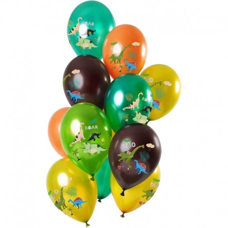 Bouquet de ballons 12 unités Dinosaures 30 cm