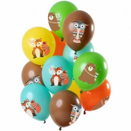 Bouquet de ballons 12 unités Animaux de la forêt 30 cm