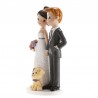 Figurine mariés avec Chien 16 cm