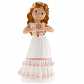 Figurine Communion Fille Coeur 16 cm