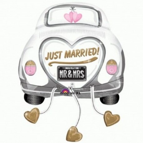 Ballon voiture mariés Just Married 58 x 79 cm