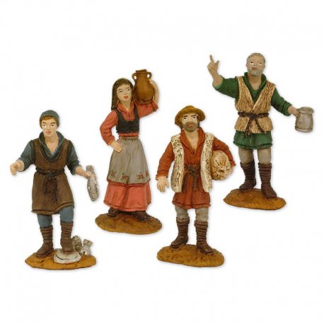 4 Santons Pour Crèche 8 cm