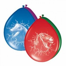 6 Ballons Dinosaures en latex 30 cm