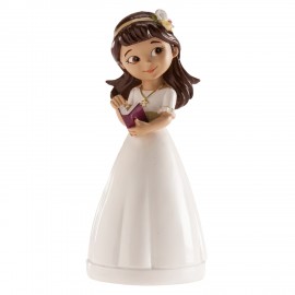 Figurine fille communion avec serre-tête 13 Cm