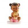 Figurine de baptême fille assise lapin 10 Cm