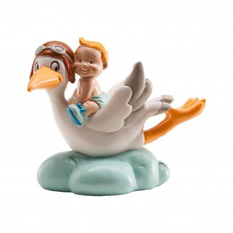 Figurine Cigogne qui vole Bleue 10 Cm