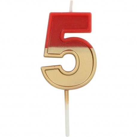 Bougie Chiffre 5 Double Couleur 5 cm