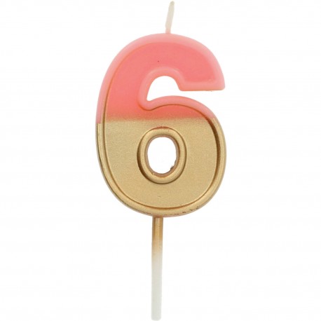 Bougie Chiffre 6 Double Couleur 5 cm