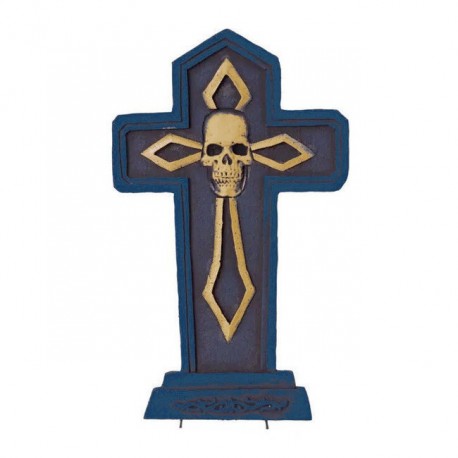 Croix de pierre tombale tête de mort