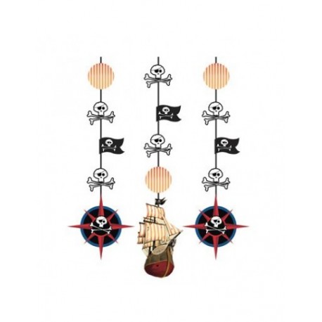 3 pendentifs carte pirate 17 cm