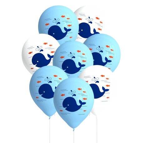 8 Ballons à Motifs Baleine