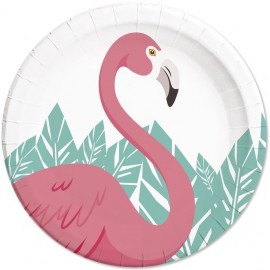 8 Assiettes Flamant Rose 23 cm